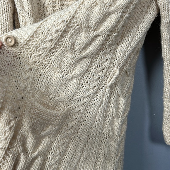 Handmade Cream Knit Long Cardigan size small vintage - Picture 8 of 12